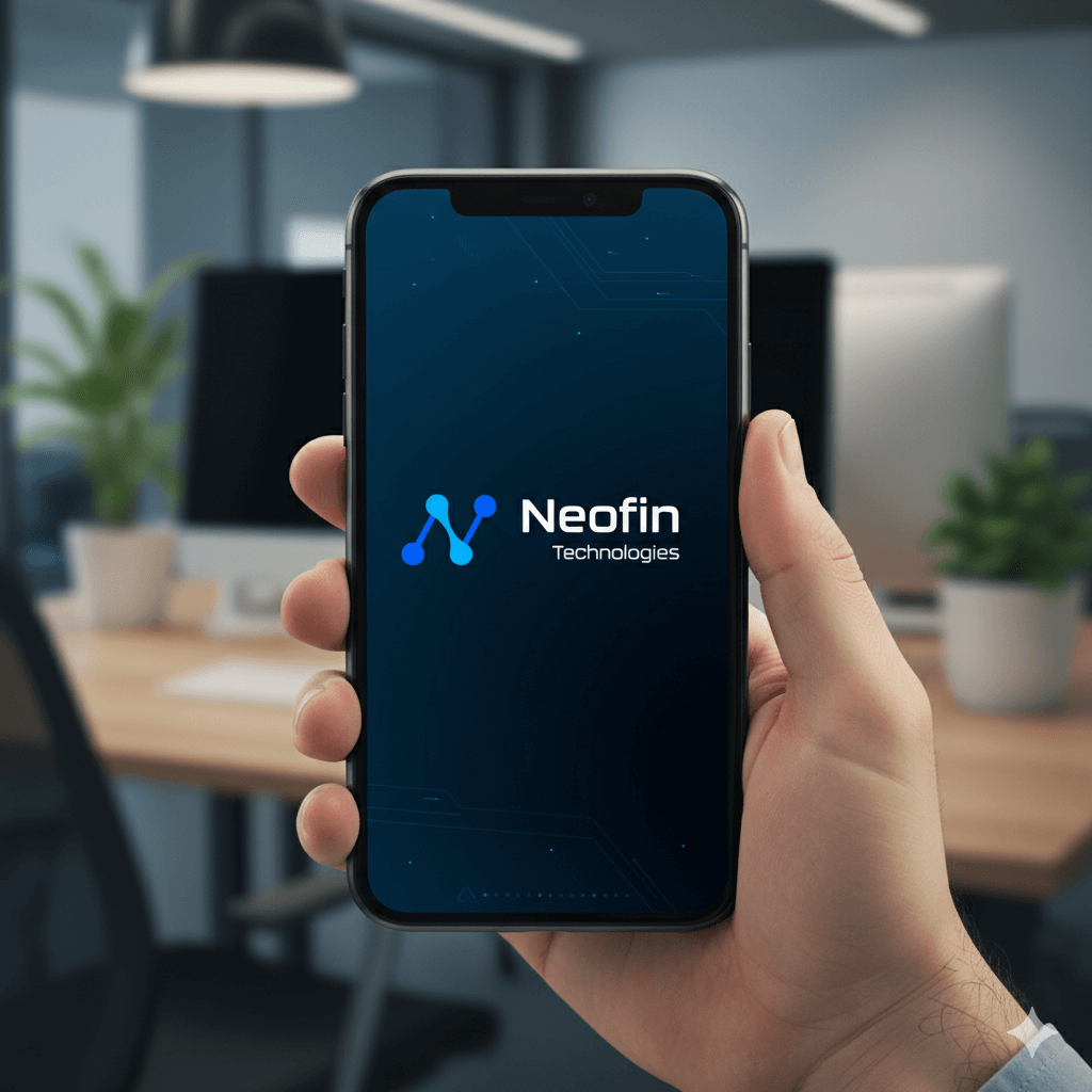 Neofin Technologies : que faut-il savoir avant d'investir ? 11 Logo de la société Neofin Technologies sur l'écran d'un smartphone.