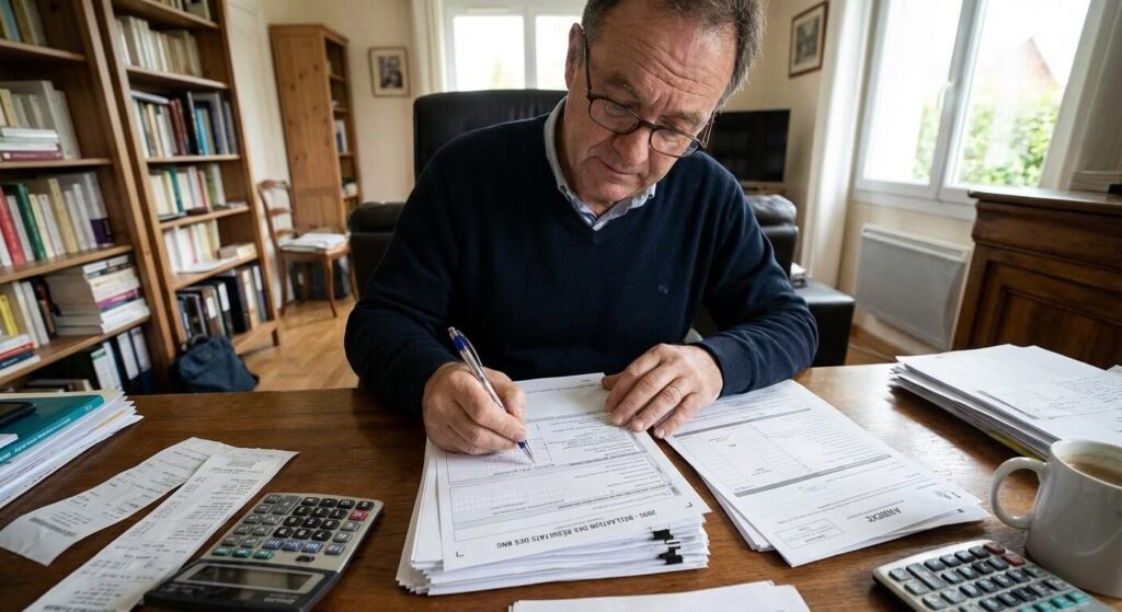 Professionnel libéral remplissant l'annexe de sa déclaration fiscale 2035 pour son entreprise