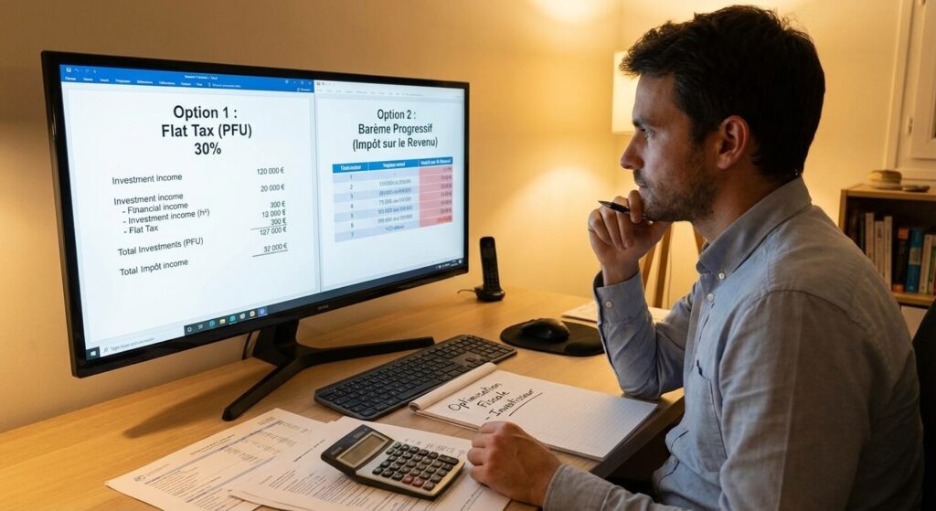 Comparaison flat tax 30% et barème progressif pour optimiser la déclaration d'impôts d'un investisseur