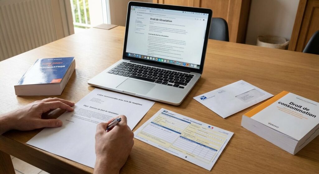 Rédaction d'une lettre recommandée avec accusé de réception pour faire valoir son droit de rétractation