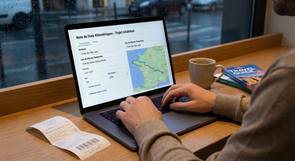 Lieu de travail différent du lieu de rattachement : Quels sont vos droits ? 3 Saisie d'une note de frais kilométriques pour un trajet inhabituel entre le domicile et un lieu de mission temporaire