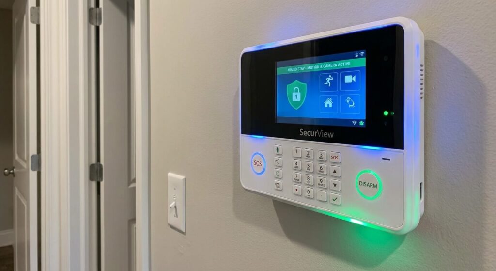 Boîtier de commande mural d'un système d'alarme et de télésurveillance domestique