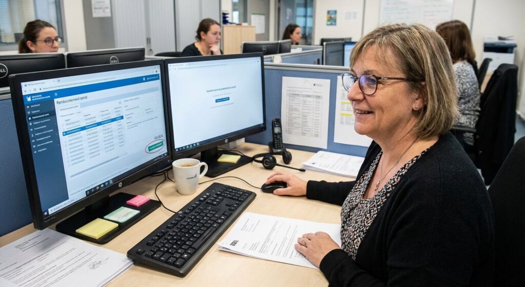 Personne consultant ses décomptes de mutuelle santé sur l'espace client WTW