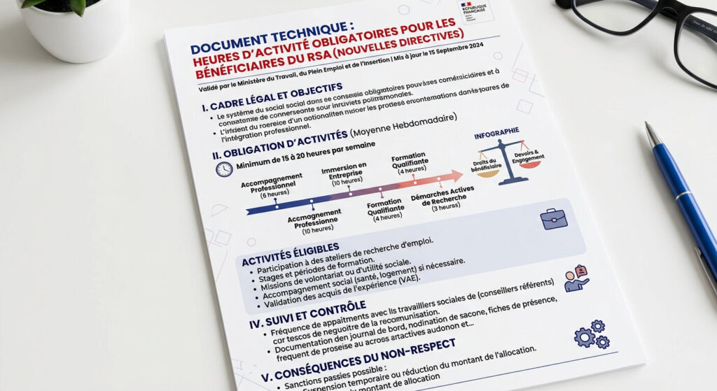 Document technique détaillant les heures d'activité obligatoires pour les bénéficiaires du RSA.