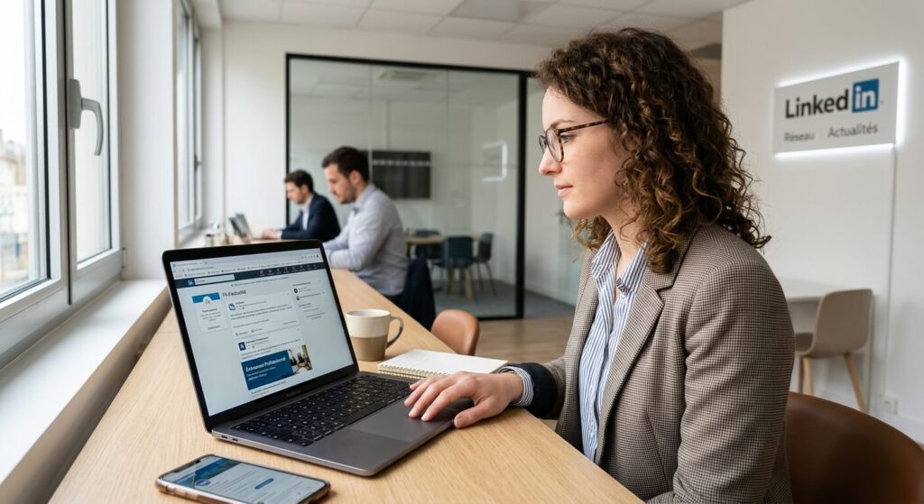 À quel GAFAM appartient LinkedIn ? Propriétaire, rachat et stratégie 3 Utilisateur consultant son fil d'actualité et ses connexions professionnelles sur LinkedIn.