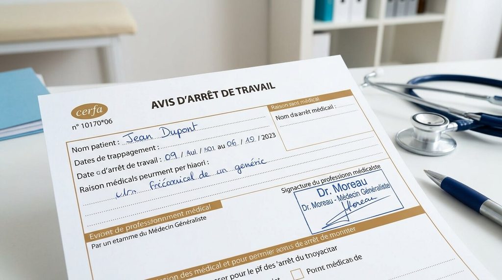 50 excuses pour ne pas aller travailler (et les vraies alternatives) 3 Formulaire Cerfa officiel d'avis d'arrêt de travail délivré par un médecin pour justificatif professionnel.