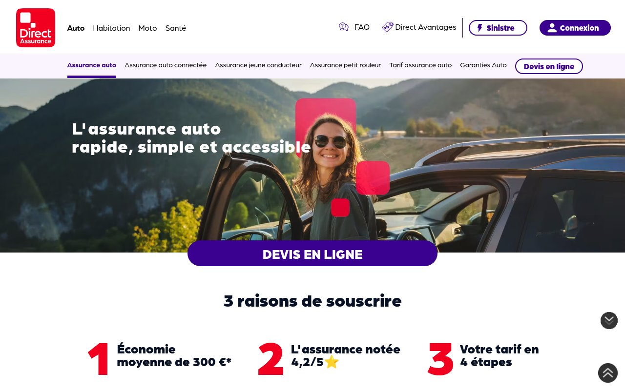 Assureurs traditionnels vs Néo-assureurs : où payer son assurance auto moins cher ? 10 Aperçu du site Direct Assurance