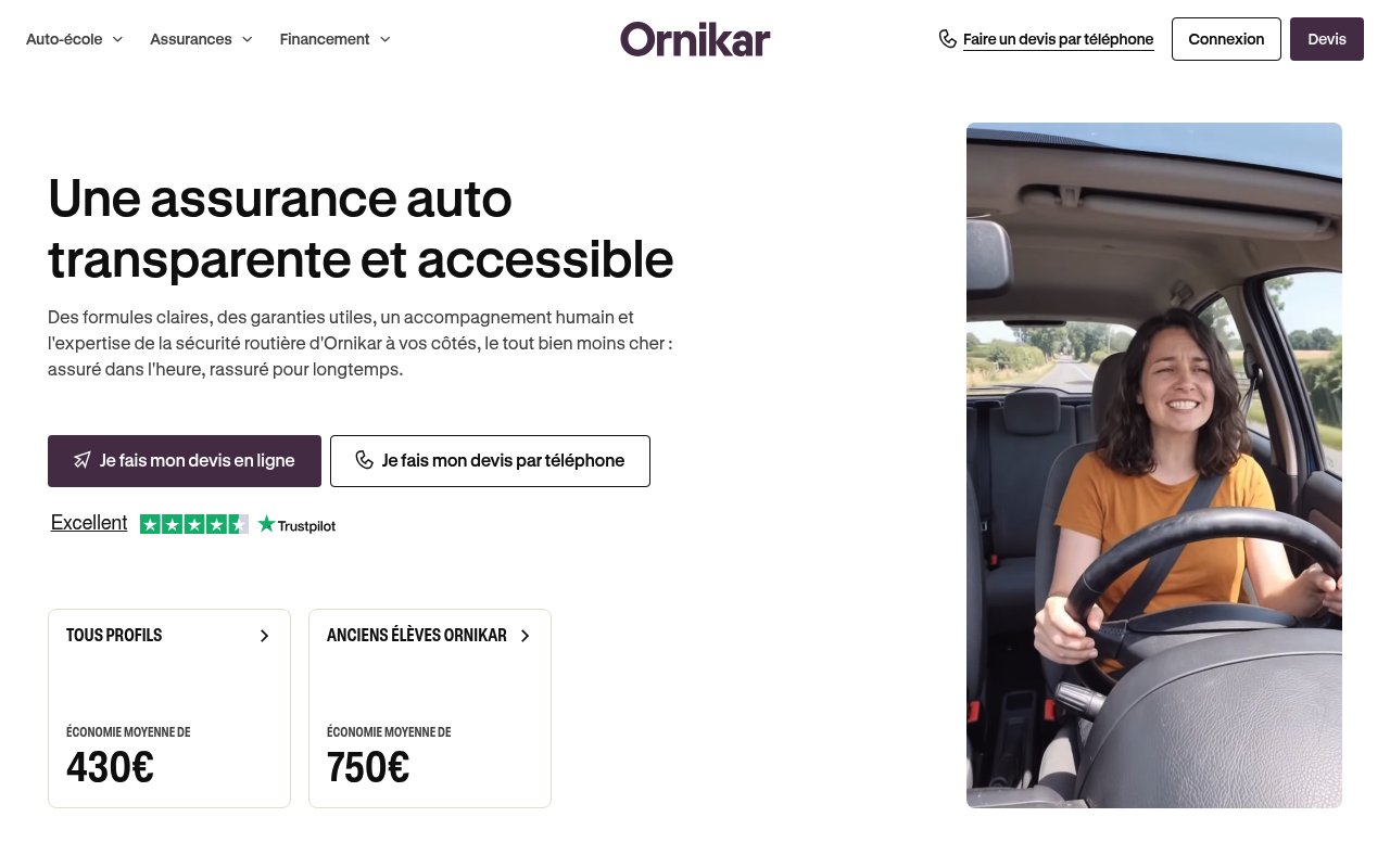Assureurs traditionnels vs Néo-assureurs : où payer son assurance auto moins cher ? 3 Aperçu du site Ornikar